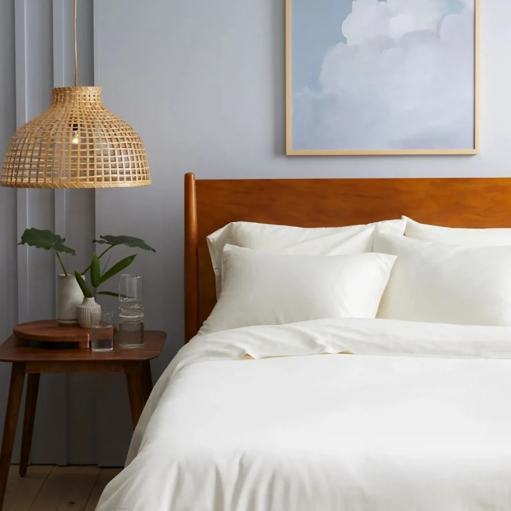 Quince 100% Organic Cotton Sateen White Duvet & Shams! King/ Cal King (760)